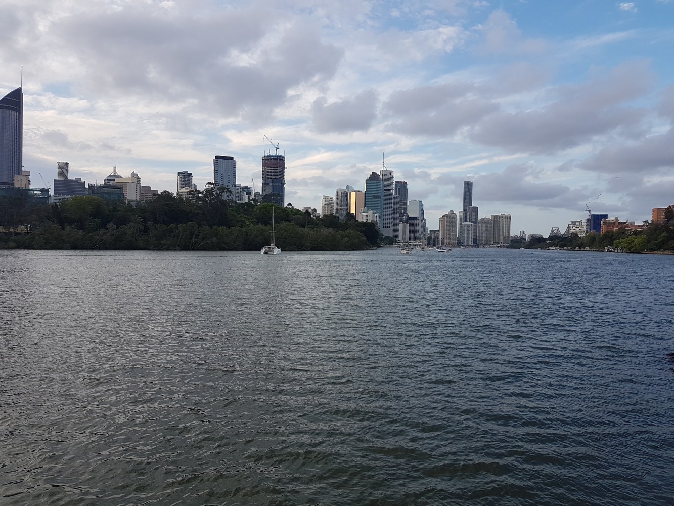 Brisbane city skyline across the Brisbane River